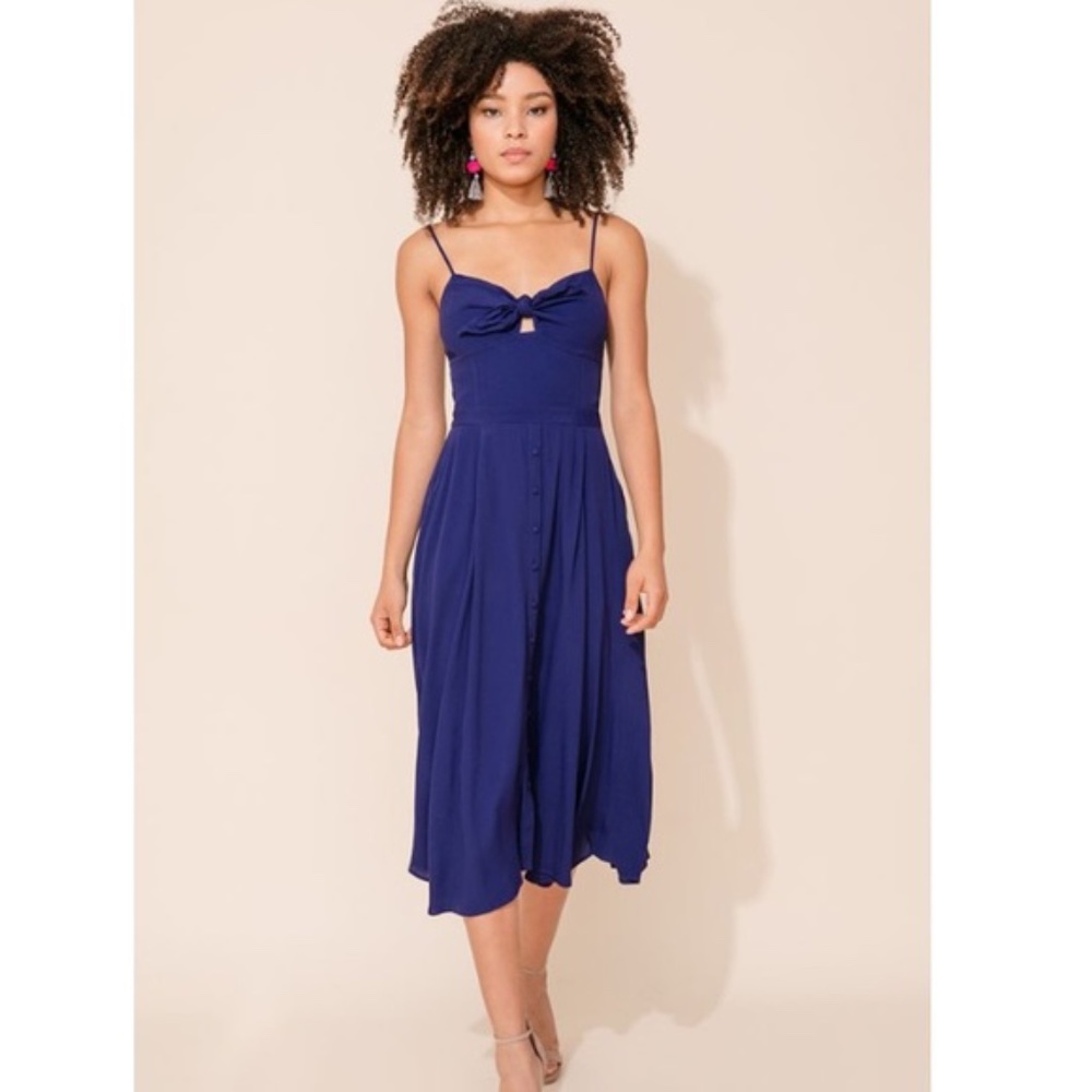 Yumi Kim Tie Front Navy Midi Dress